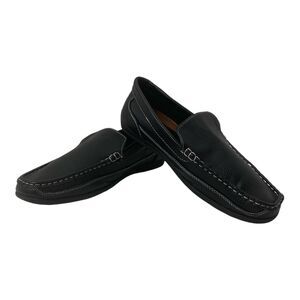 Boys Size 7 Slip On Shoes Akademiks Black Flat Sole Faux Leather